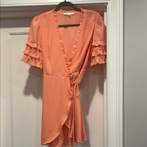 Sexy beachy wrap Peach Ruffle Wrap Dress- size S